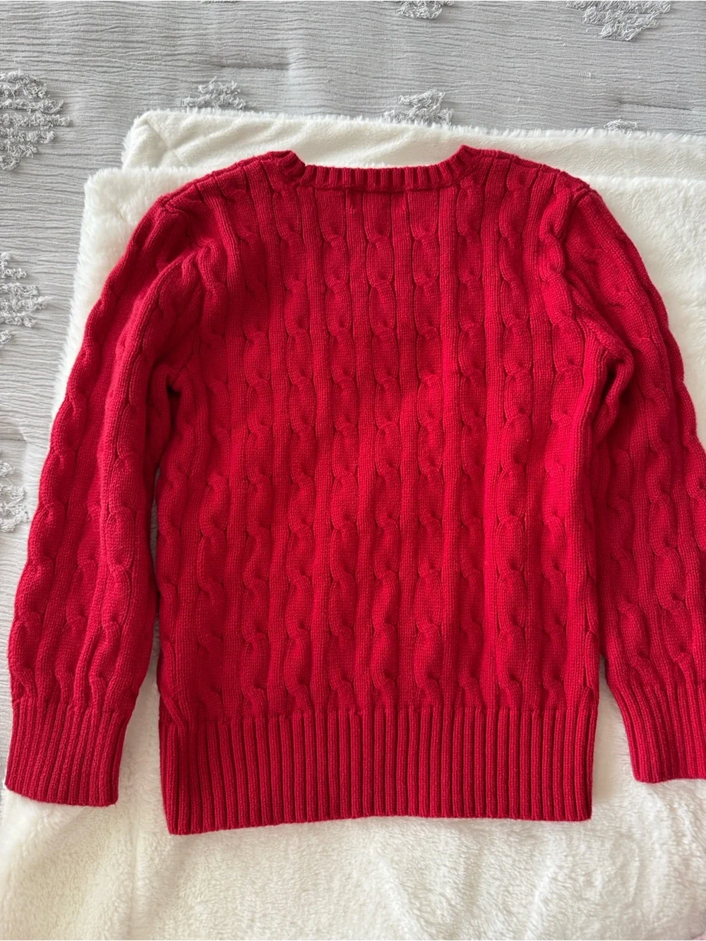 Ralph Lauren polo red knit crewneck long sleeve sweater size small (7/8)